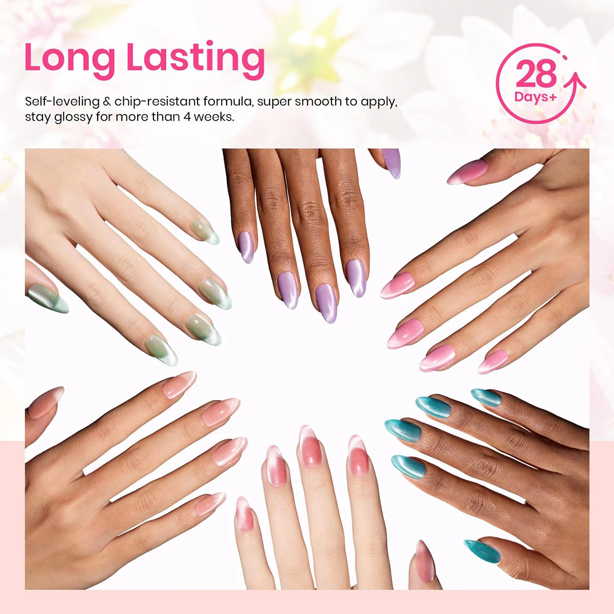 6PCS Christmas Nails Whitening 2025 Style Hot-selling Northern Lights Pearl Cat Eye Magnet Gel Nail Polish Nail Art