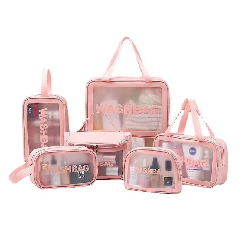 New Transparent Makeup Bag Set Toiletry Organizer Washbag for Women Portable Toiletries Pouch Travel Essential Cosmetics Bag