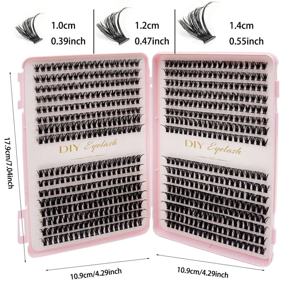 Individual Lashes 10-14mm 640pcs Cluster Lashes Natural Look Mixed Tray DIY Eyelash Extension Volume Clusters Eyelashes