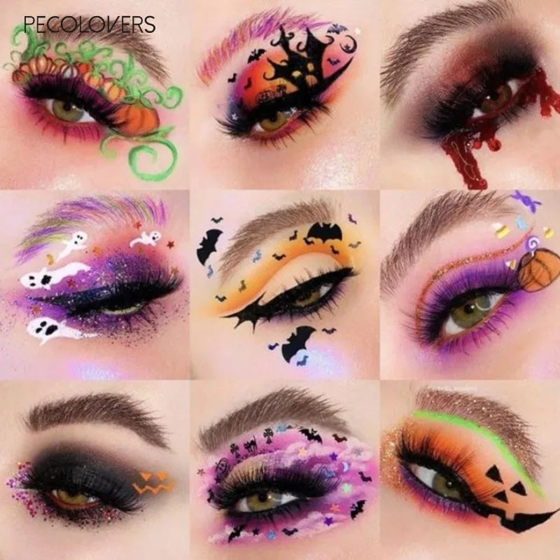 8PCS Face Set, Multi-color Eye Shadow Plate+eye Black+eyeliner Pen+makeup Tools, Waterproof and Durable, Halloween Makeup