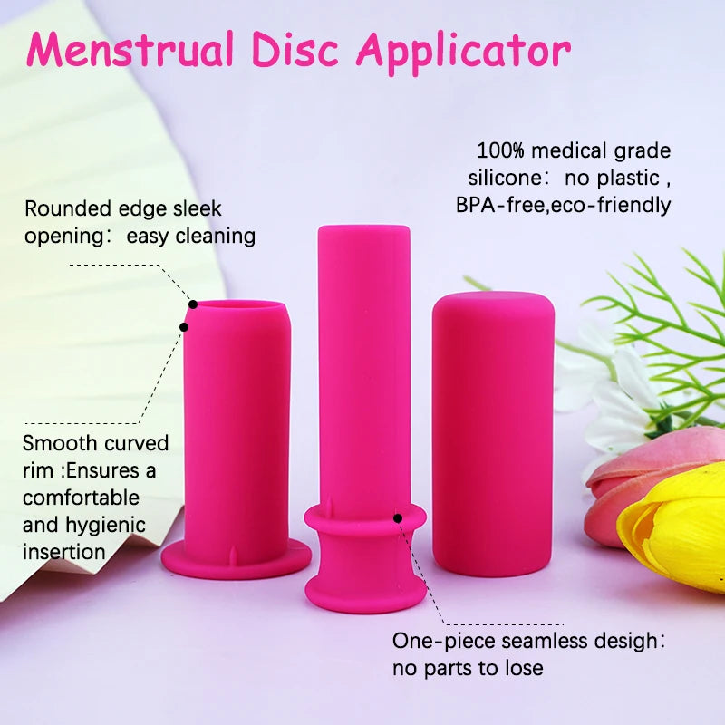 Feminy Menstrual Disc Kit Medical Grade Reusable Soft Silicone Period Disc with Sterilizer Case Applicator Leakproof Monthly Cup