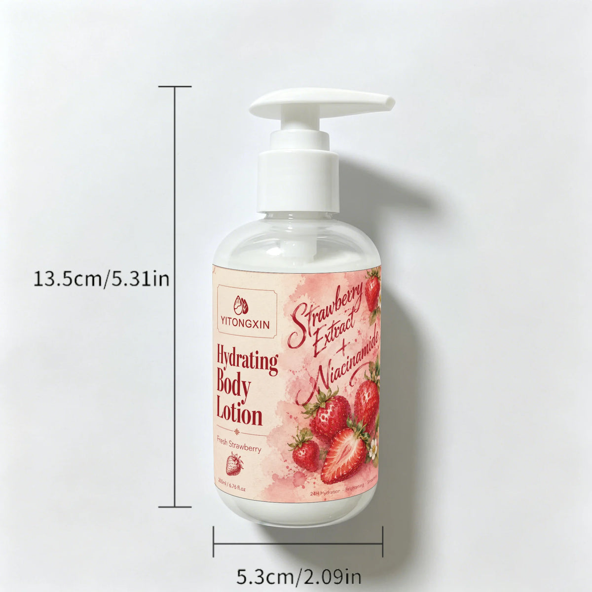 Hydrating Body Lotion with Strawberry Extract & Niacinamide, Moisturizing Brightening Body Cream for Dry Skin, Fast Absorbing