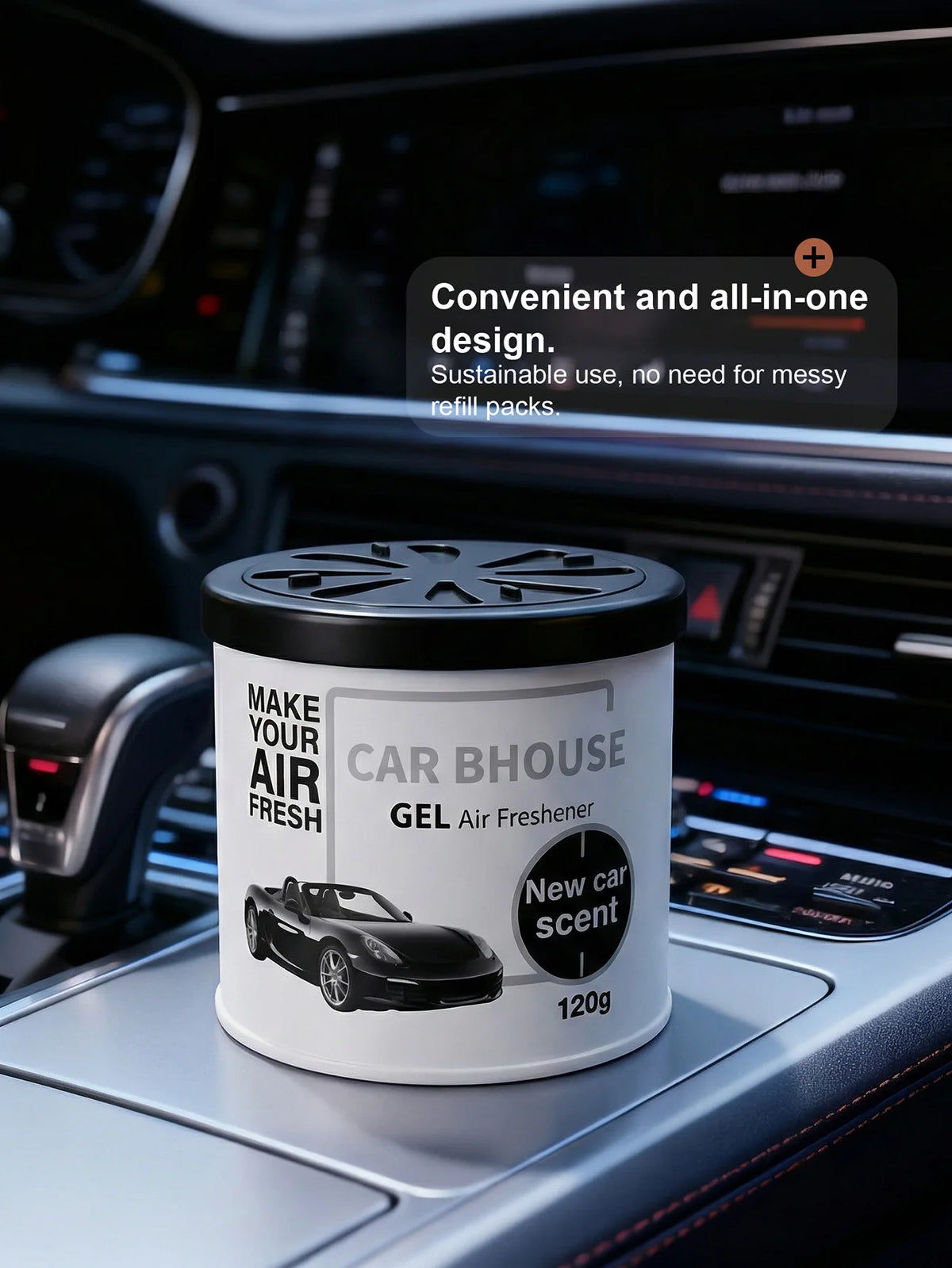 Dual-Purpose Air Freshening Gel for Cars and Homes, 120g with Fruity and Floral Fragrance, Providing Long-Lasting Scent.