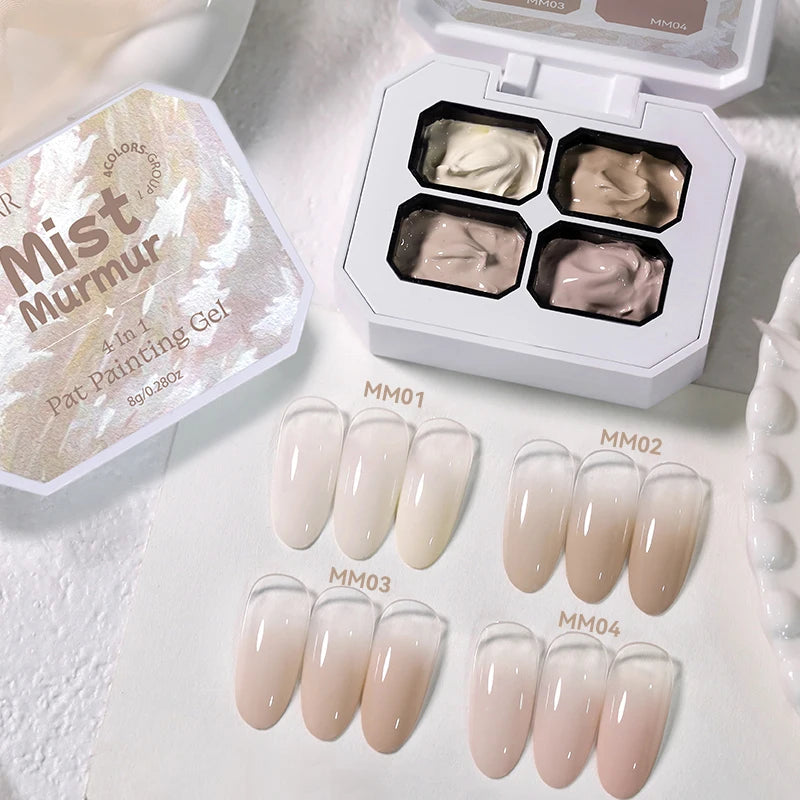 UR SUGAR 4 In 1 Pat Painting Gel Nail Polish Blooming Transfer Design UV LED Soak Off Gel Varnish Gradient Patting Gel Palette