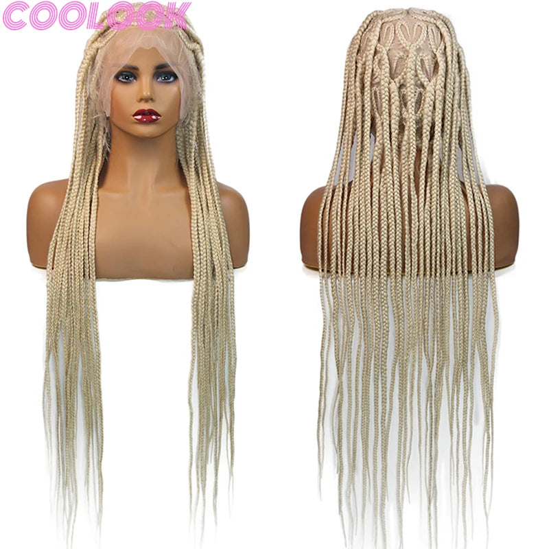36'' Heart Braids Wig Synthetic Full Lace Braided Wigs For Women Knotless Box Braids Cornrow Braided Wigs