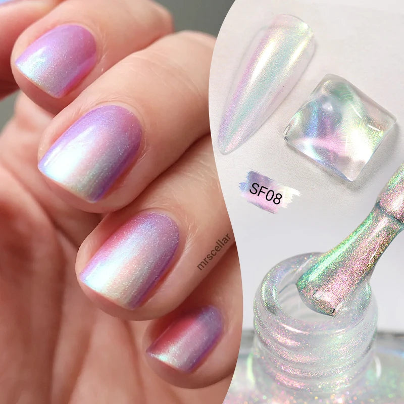 LILYCUTE 7ml Auroras Glitter Nail Polish No Need of UV/LED Lamp Nail Supplies Vernis White Pink Silver Pearl Effect for Nails