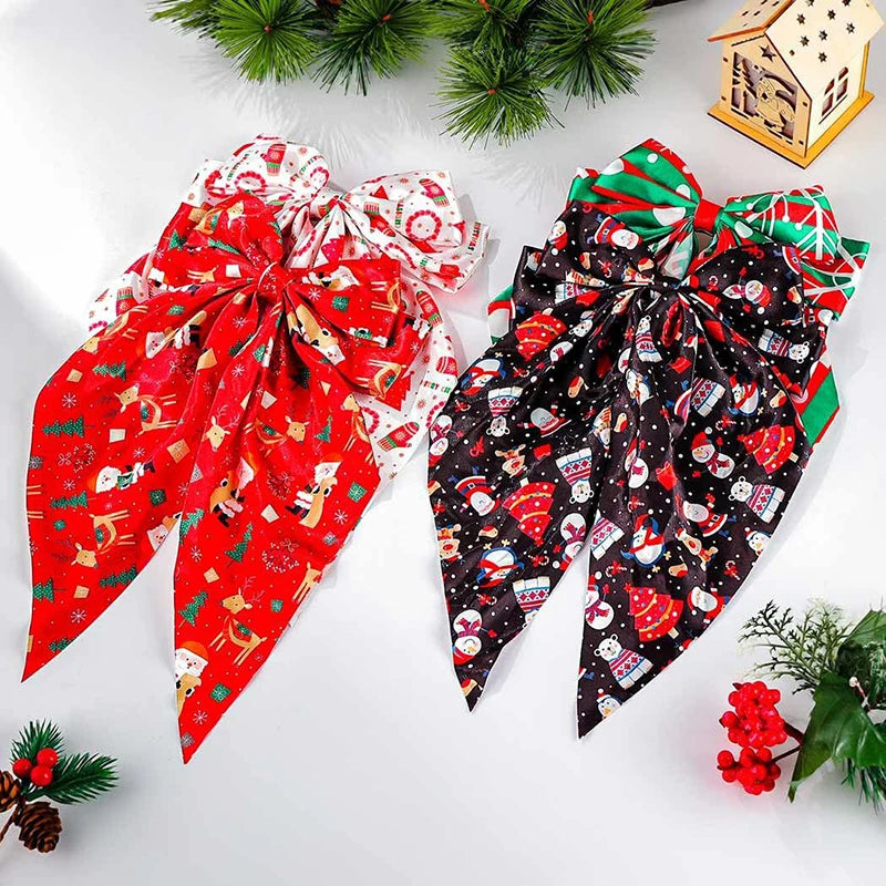 Hot Selling Christmas Bows Ribbons Spring Clips Snowflakes Christmas Trees Santa Claus Hair Clips Holiday Party Hair Accessories