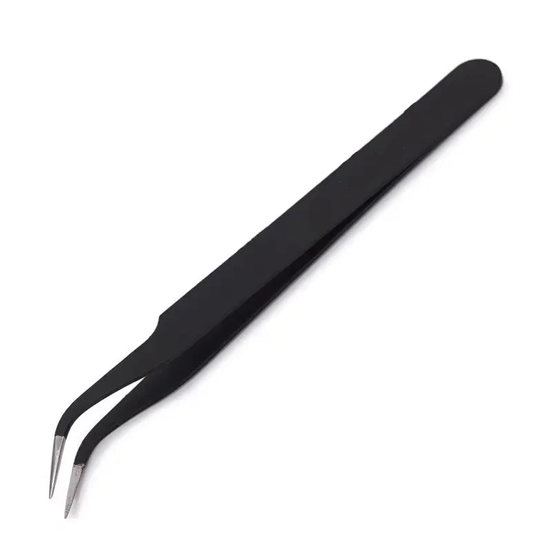 Tweezers, Precision Black DIY Tweezers for Nail Art and Eyelash Extensions Beauty Tools