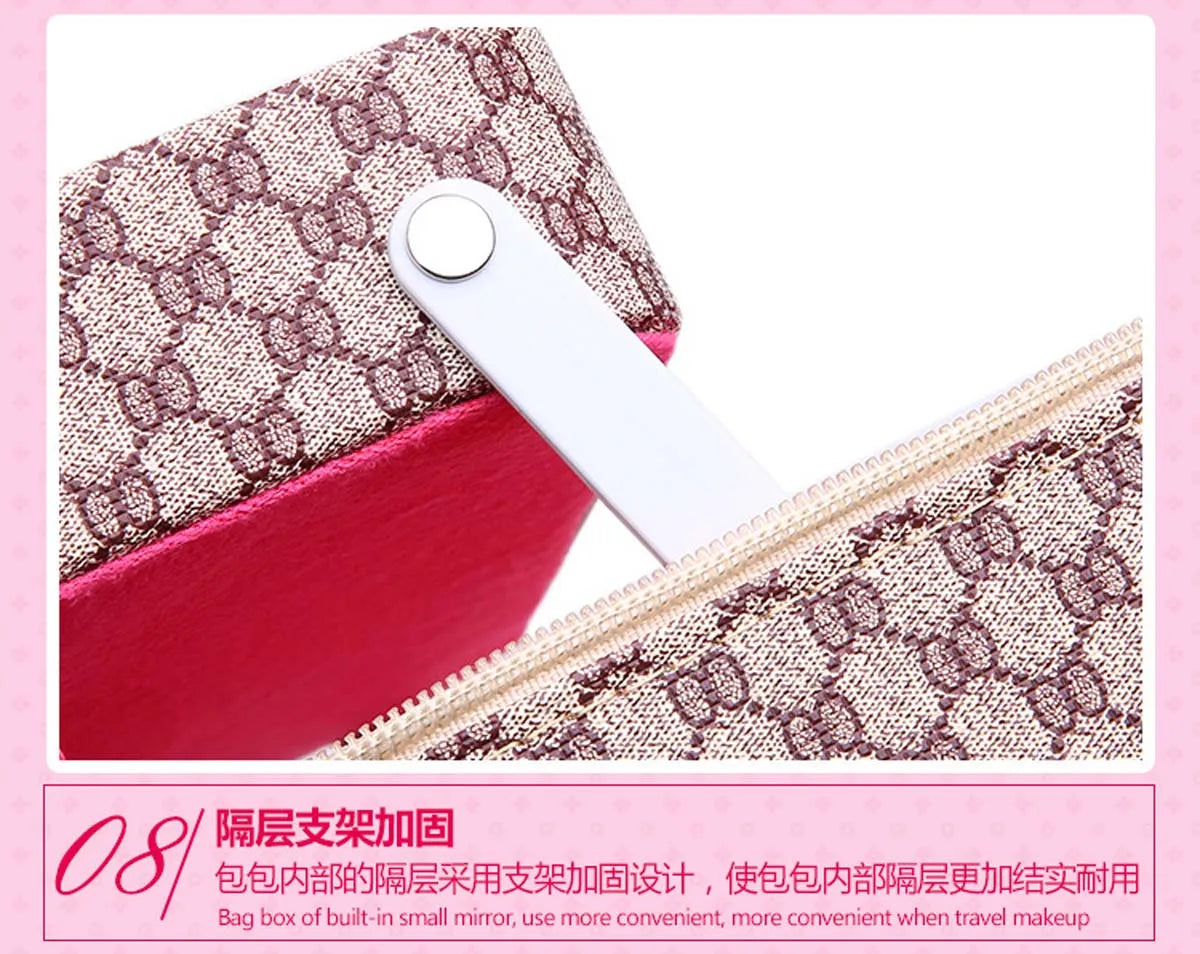 Large capacity new makeup bag Travel portable makeup case Portable high-end PU leather cosmetics storage bag cute bear pattern