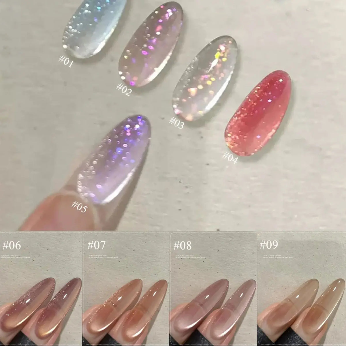 1-12pcs TC Summer Blue Glass Bead Cat Eye Gel Nail Polish Flash White Spar Nude Color Magnet Nail Art Gel Salon Christmas Nails