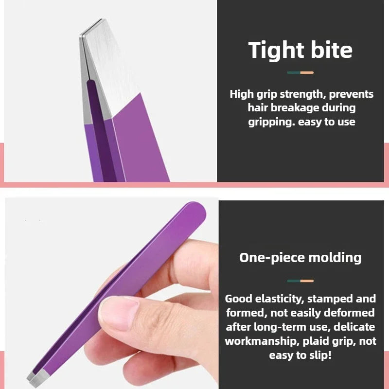1/4pcs Stainless Steel Tweezers Kit Eyebrow Eyelash Tweezers with Storage Bag Hair Removal Tweezers for Beauty Salon&Home Use