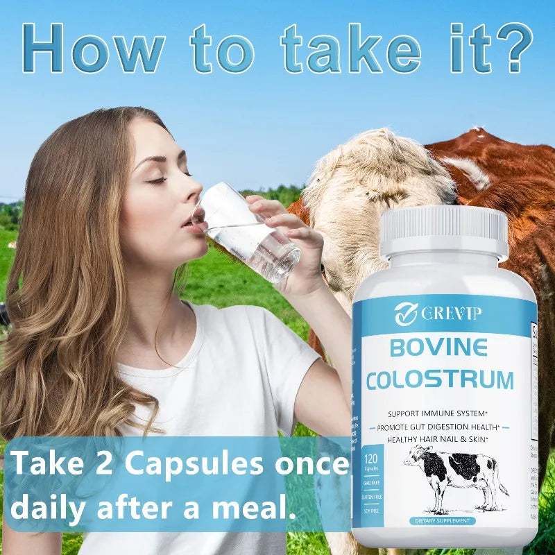 Bovine Colostrum Supplement - Beneficial for Gut Health, Boosts Immunity, Promotes Muscle Recovery, and Provides Immune Support