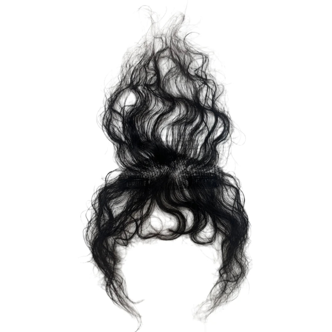 100% Human Hair Curly Bangs Toppers for Women Breathable Lace Base with Clips Curl Baby Hair Fringe Hairpiece for Thinning Hair