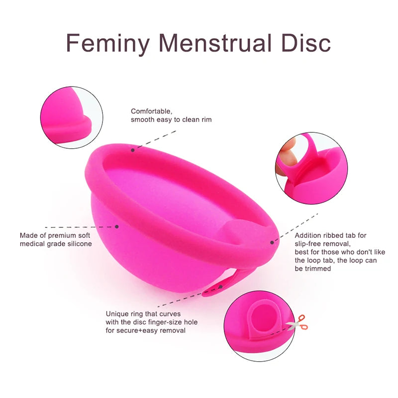 Feminy Menstrual Disc Kit Medical Grade Reusable Soft Silicone Period Disc with Sterilizer Case Applicator Leakproof Monthly Cup