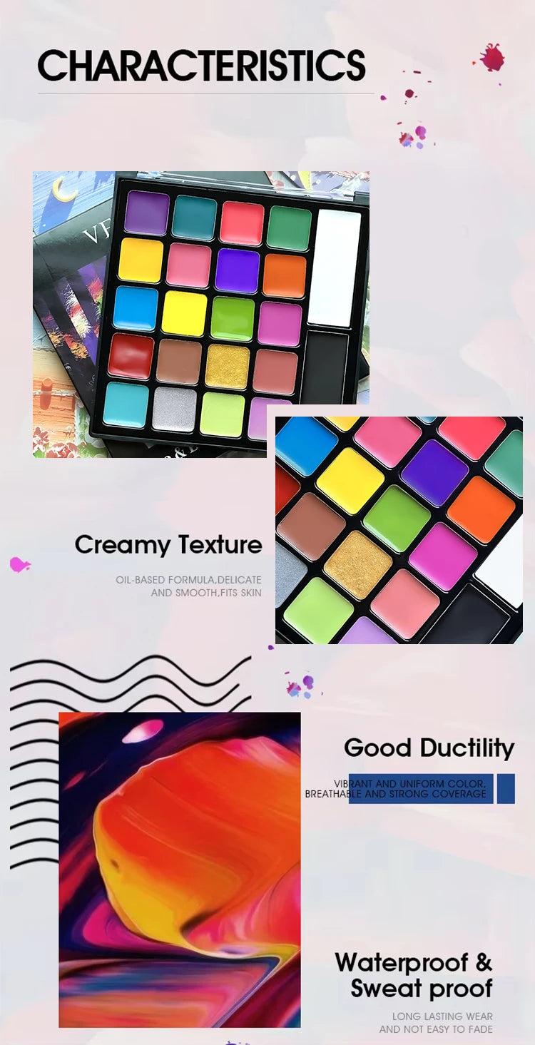 22 Color Face Body Painting Kit for Kids Adults,Face Paint Makeup Palette with Brush,Halloween Carnival Artist Cosplay Art Party