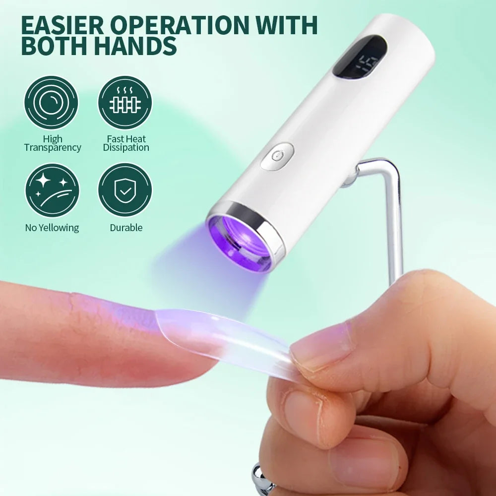 Nailpop UV Light with Stanp Handheld Mini Nail Cure Lamp Portable Rechargeable Nail Dryer Fast Curing for Gel Polish Glue Gel