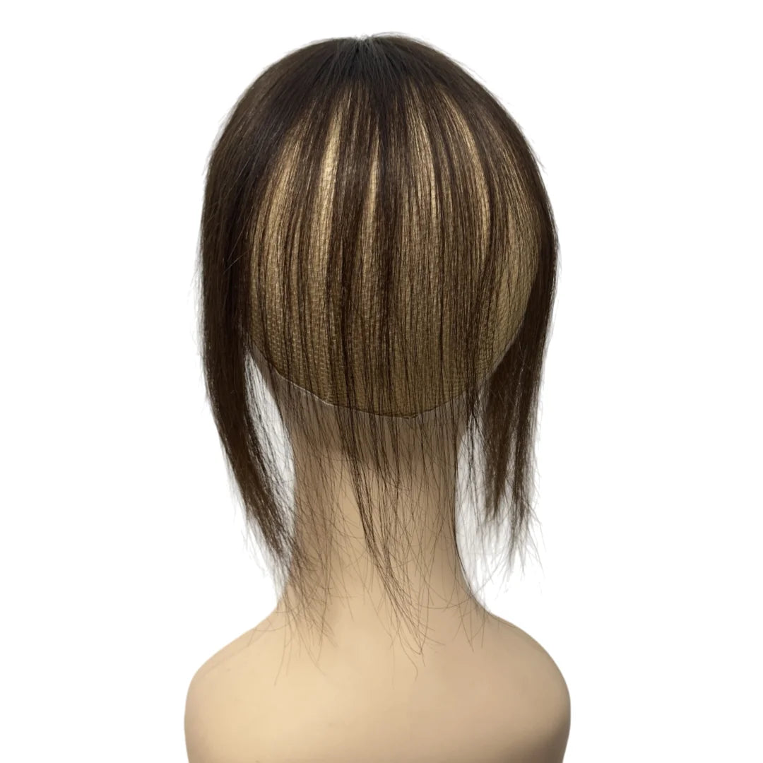 Invisible Human Hair Topper With Bangs Magic Tape Design Handmade Forehead Hairline Lace No Clips Bangs New Style