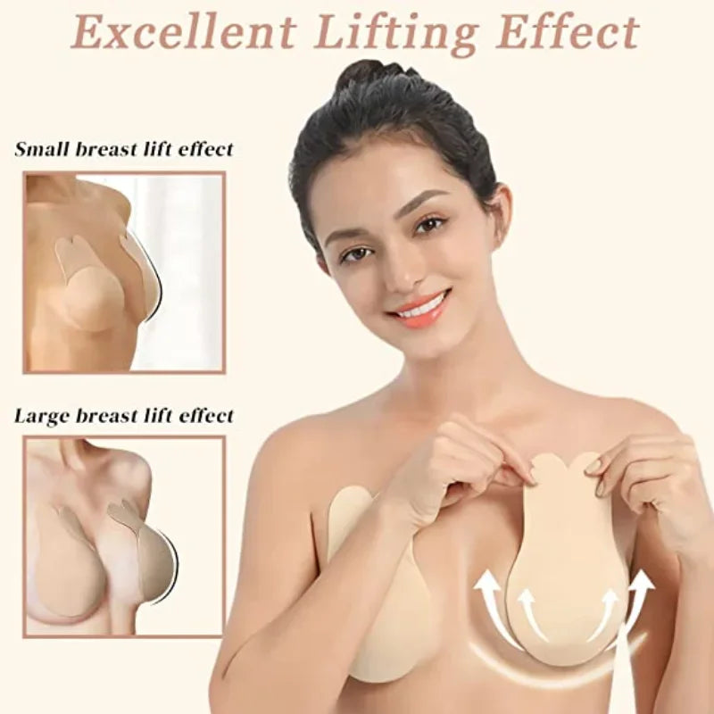 Women Breast Lifting Stickers Push Up Bras Silicone Invisible Chest Strapless Breast Rabbit Lift Up Tape Nipple Cover Bra Pads