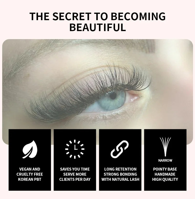 Narrow 2400 Fans Lashes XXL Mega Tray Premade Narrow Volume Fan Ultra Dark Pointy Base Promade Fans Eyelash Extensions Supplies