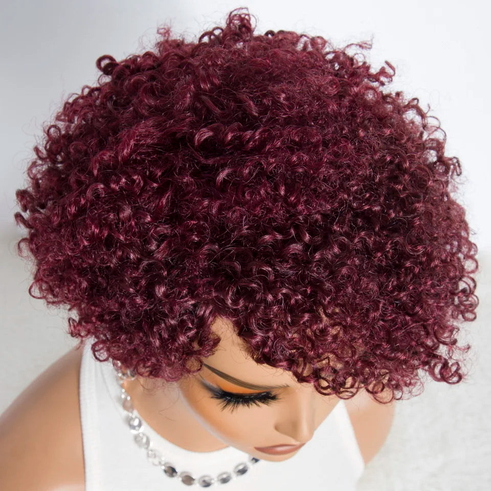 Lekker Short Pixie Cut Afro Kinky Curly Bob 100% Human Hair Wigs For Women Brazilian Remy Hair Full Machine Made Clearance Wigs