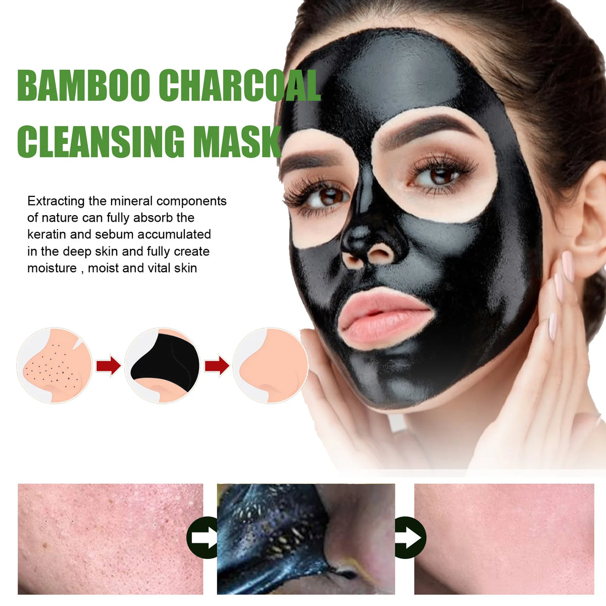 Bamboo Charcoal Cleansing Mask Blackhead Acne Mud Mask Skin Care Removal Shrink Pores Exfoliating Smooth Face Skin Oil Control