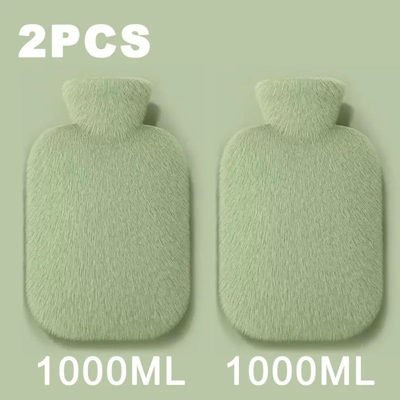 2025 Hot Water Bottle with Cover 1L for Bed Hand Foot Warmer Hot Water Bag Neck Shoulder Pain Menstrual Cramps Hot Compress