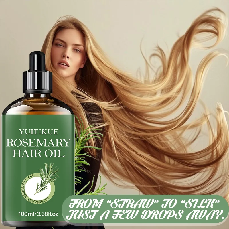YUITIKUE 100ml Rosemary Hair Oil, Natural Nourishing Scalp Serum, Strengthening Hair, Frizz Control & Shine Boost for Daily Care