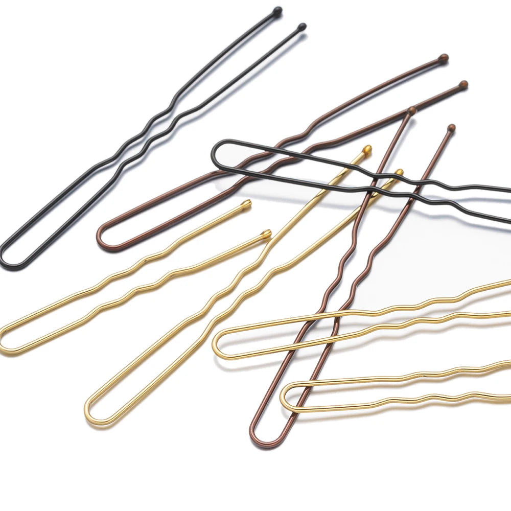 50Pcs 50/60/70mm Metal Waved  U Shaped Hair Pins Hairclip Women Girls Wedding Hairstyle Styling Tools Accessories