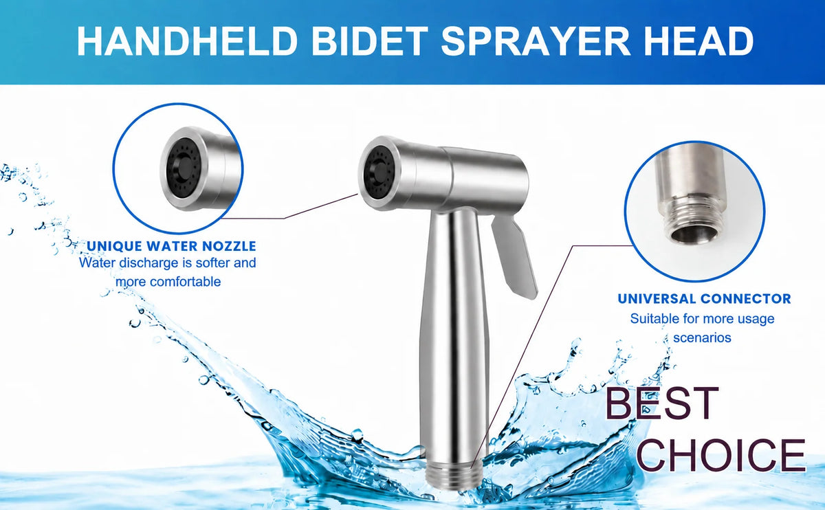 Portable Handheld Bidet Sprayer Nozzle with Pressurized Cleaning for Feminine Hygiene Toilet Washing Bathroom Accessory