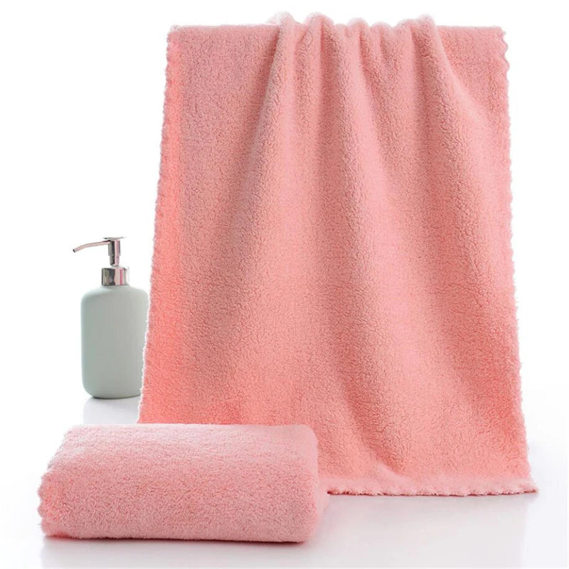 Soft Towel Bath Washing Cleaning Swimming Bathing Tools Dry Hair Water Absorbent Double-Sided Coral Velvet Microfiber Towel