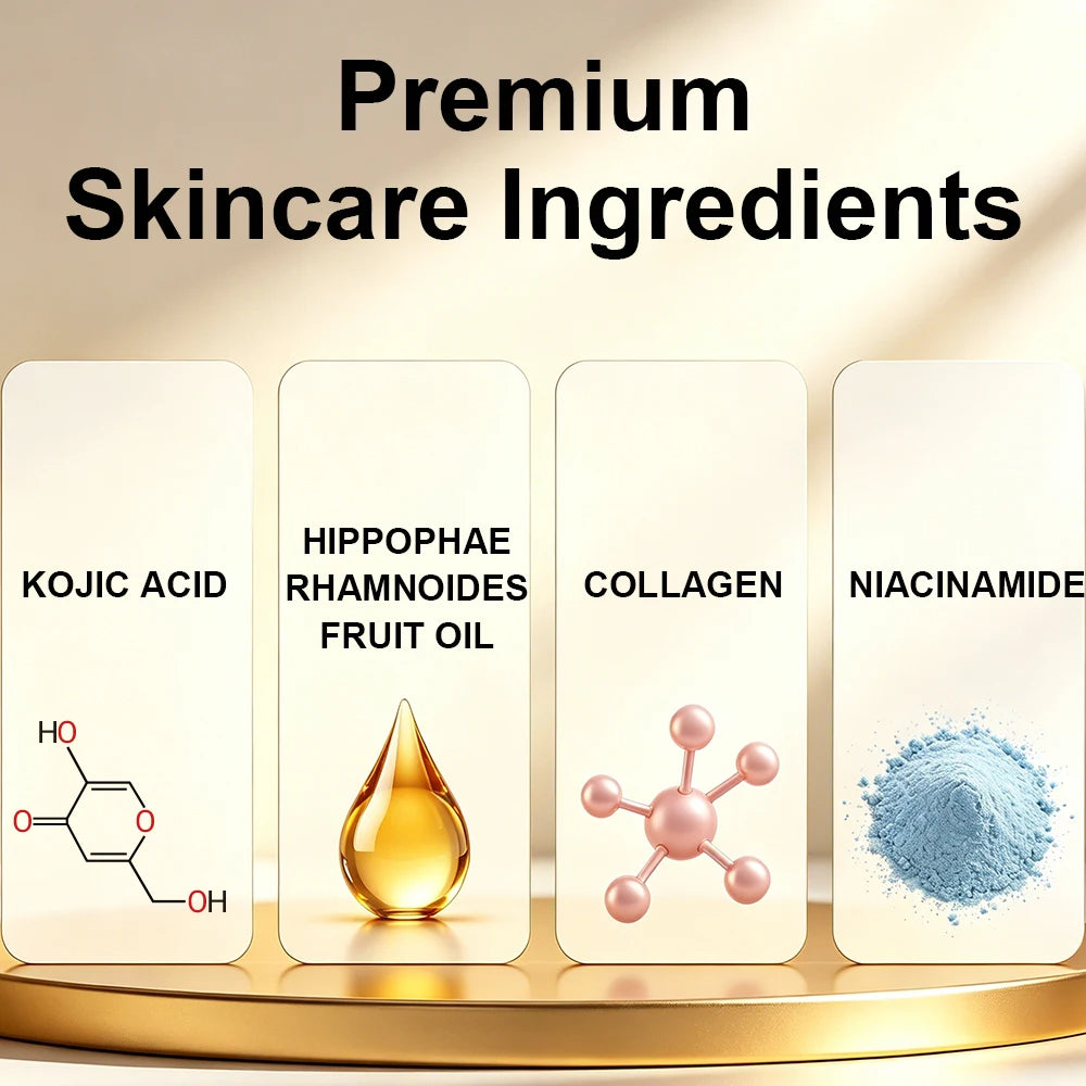 JUINHOU Natural Seabuckthorn Fruit Oil Kojic Acid Face Serum Deep Hydrating Skin Daily Facial Moisturizing For All Skin Types