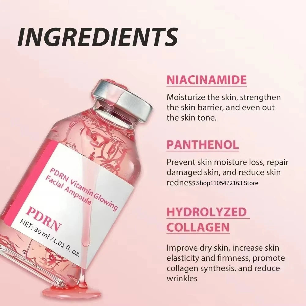 Deep Collagen Peptide Pink PDRN Ampoule Essence Intensive Brightening Moisturizing Firming Smooth Fine Lines Daily Facial Care