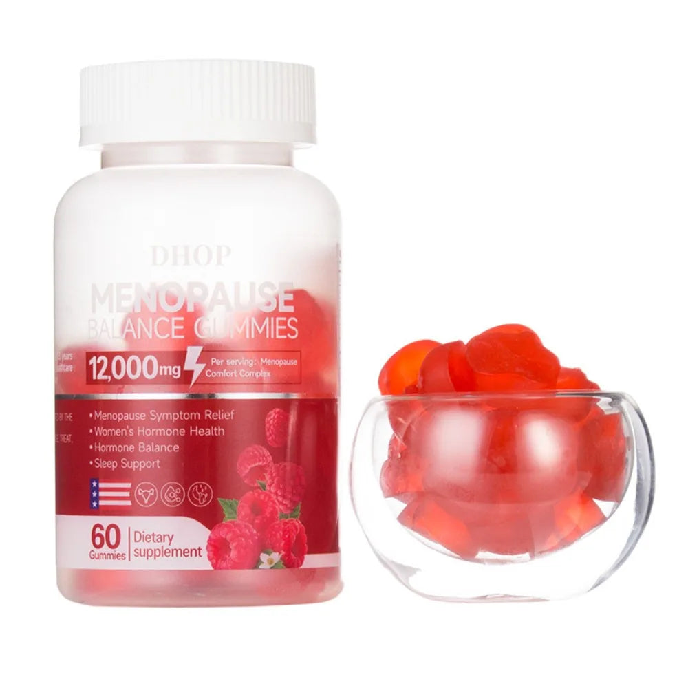 Menopausal Gummies 60pcs Women's Soy Isoflavones Probiotics Vitamin Promotes Relaxation Restful Sleep Hormonal Fluctuations