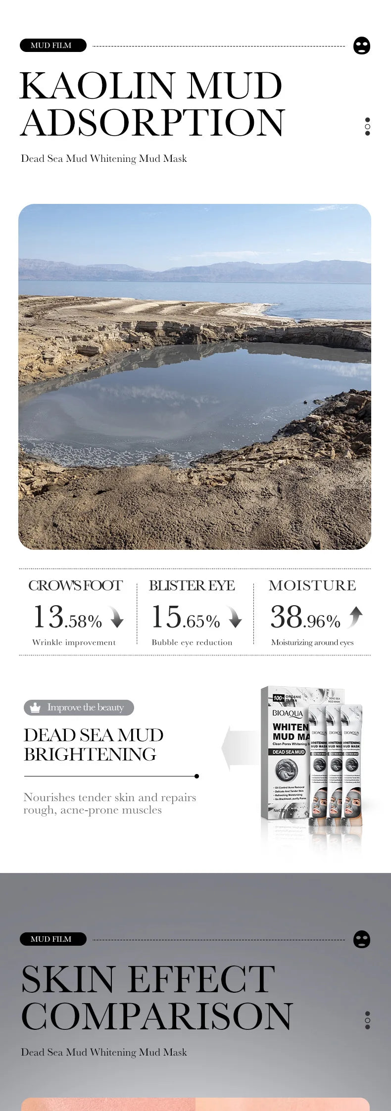 10pcs Dead Sea Mud Whitening Mud Mask Clean Deep Moisturizing Shrink Pores Blackhead Acne Facial Film Korean Skin Care Product
