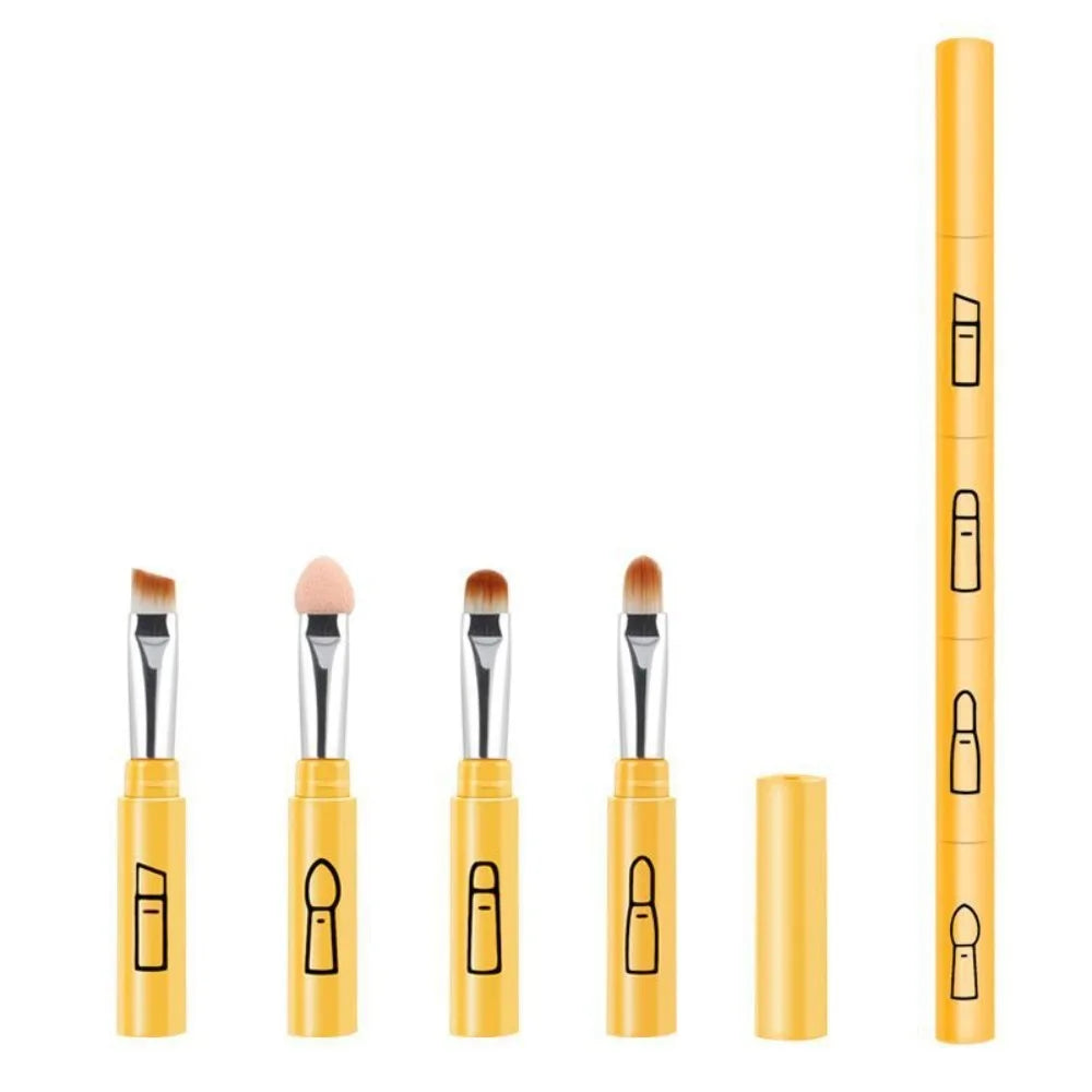 Travel Size 4 In 1 Makeup Brush Portable With Plastic Handle Eyeshadow Lip Brush Multi-use Makeup Tool