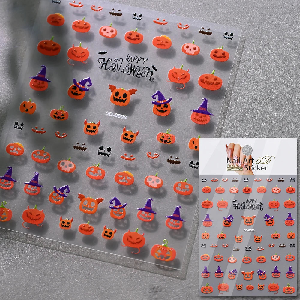 1sheet Bleeding Scars Skeleton Halloween Nail Stickers Ghost Face Pumpkin Eyeball Horrible Nail Decals Halloween Manicure Slider