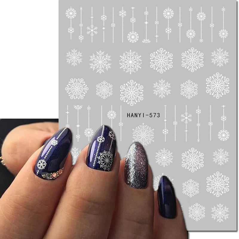 3d Nail Art Stickers Winter Christmas Trees Snow Mountains Xmas Snowflakes Decals For Nails Decoration Manicure Salon Beauty