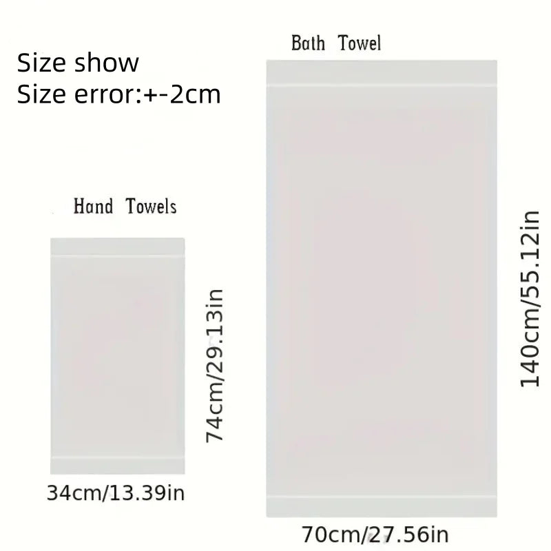 Cotton Towel Set 1/2/3PCS 34x74cm Face Hand Hair Towels & 70x140cm Big Bath Towel Cover - Absorbent Home Towels White Blue Cream