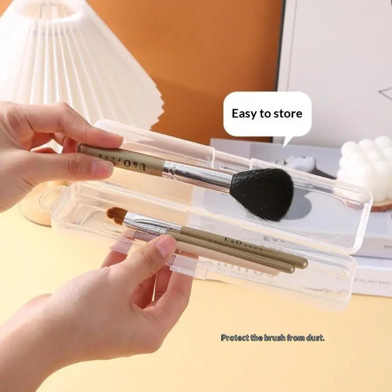 3PCS Transparent Makeup Brush Organizer CaseTravel Cosmetic Brush Storage Box Dustproof Snap-Close Holder With Hanging Loop