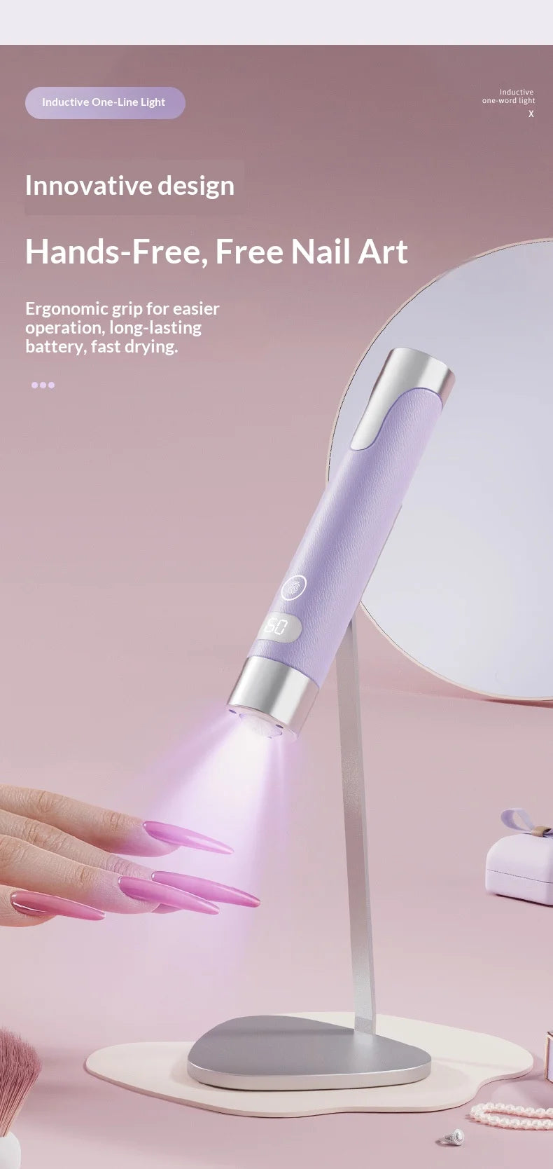 Cordless Handheld UV LED Nail Lamp withMagneticStand Smart Sensor Mini Gel Curing Pen Manicure Flashlight Drying Desk nail Dryer