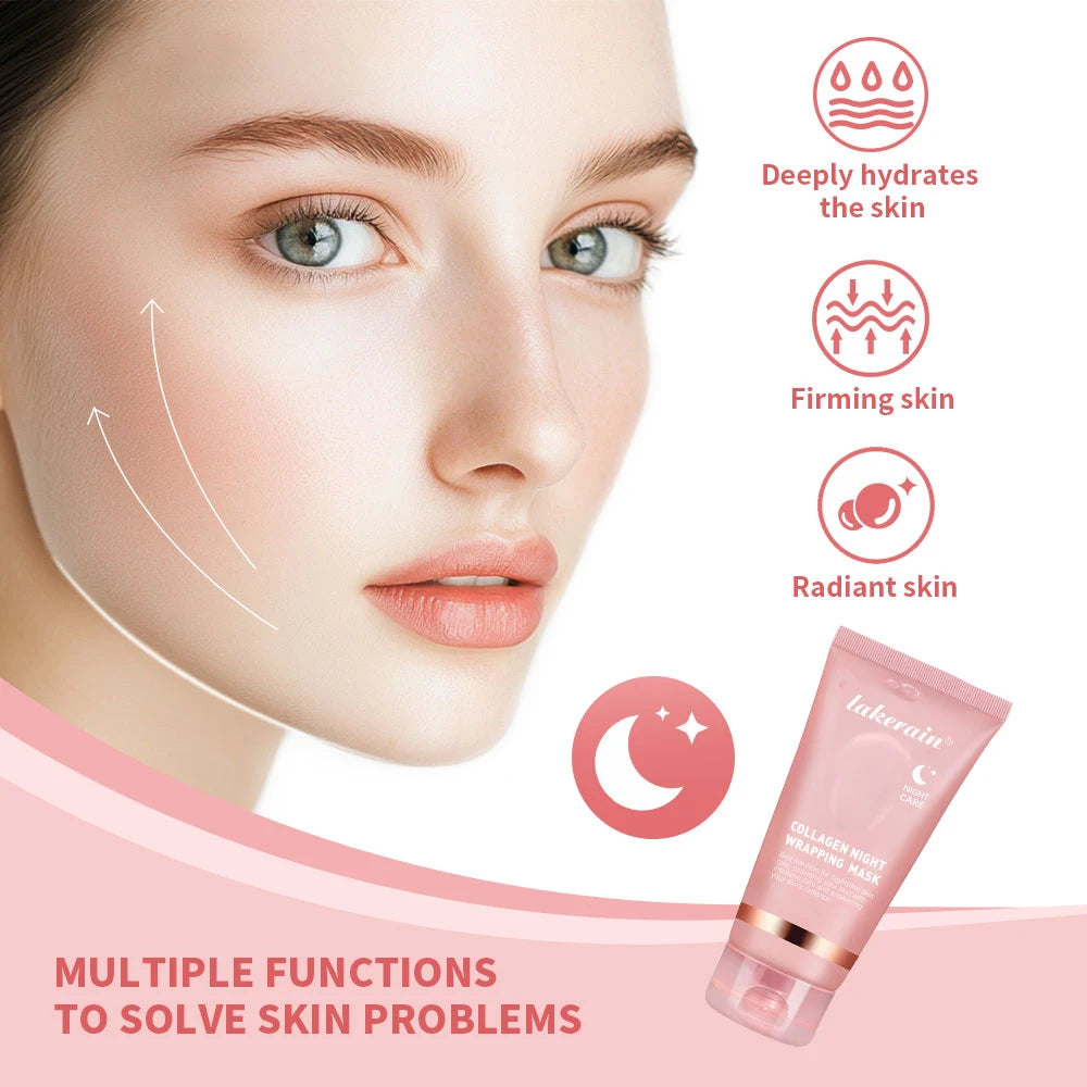 Peel Off Overnight Facial Mask Collagen Jelly Cream Night Wrapping Mask Sheet Mask Hydrating Moisturizing Facial Christmas Gift