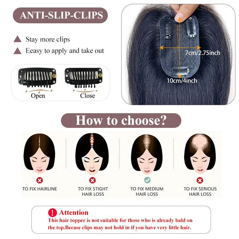 100% Human Hair 7X10cm Hairnet with French Bangs Toupee 25cm Straight Clip in Hair Extension Improve Volume Topper Hair Pieces