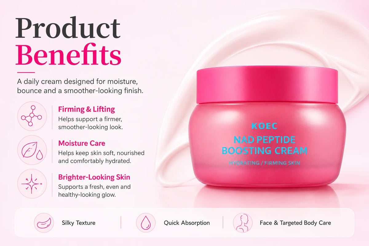 NAD Peptide Boosting Cream, Face Cream to Improve Uneven Skin Tone & Suitable for All Skin Types, With NAD & Ceramide, Revitalizing & Plumping for a Clear & Glowing Complexion