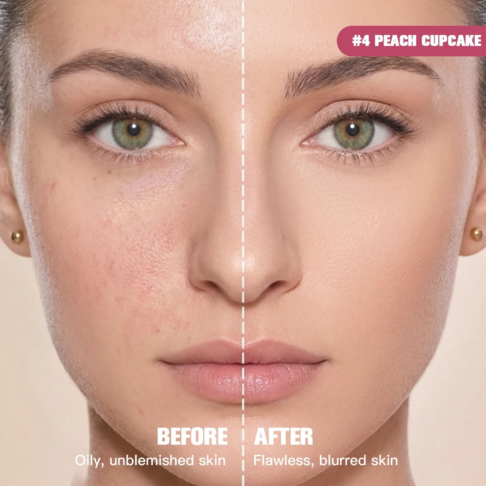 3Pcs Foundation Stick Face Pressed Powder Compact with Christmas Drawstring Bag Long Lasting Matte Face Cosmetic Christmas Gift
