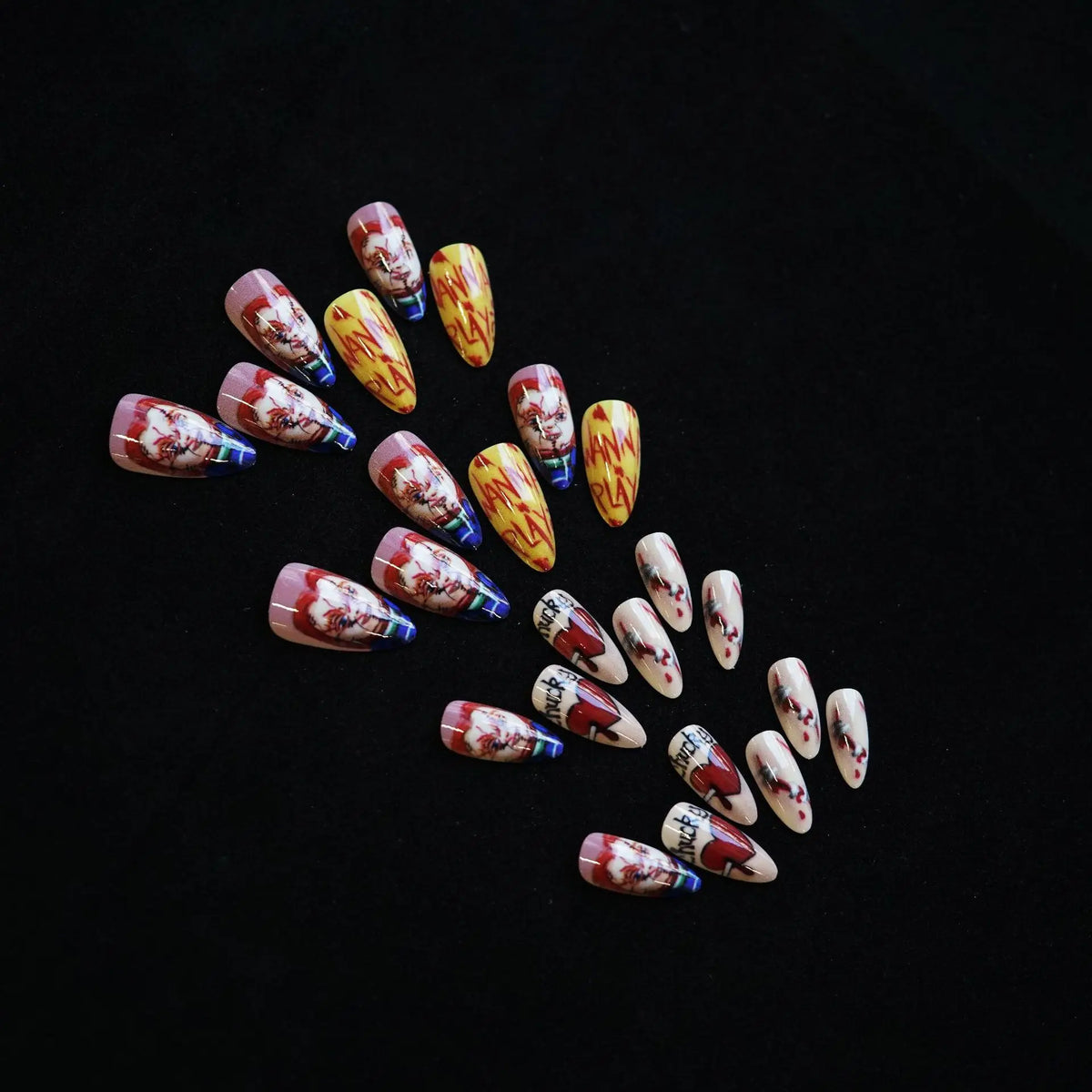 2025 Halloween False Nails European Ghost Witch Pumpkin Almond Fake Nails Tips Wearable Detachable Press on Nails for Women