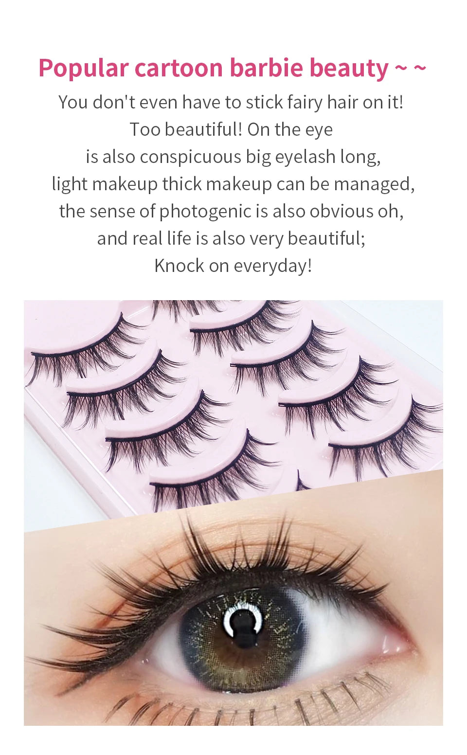 RED SIREN Eyelashes Makeup 5 Pairs Soft Natural Mink Lashes Korean Fashion Manga Lashes