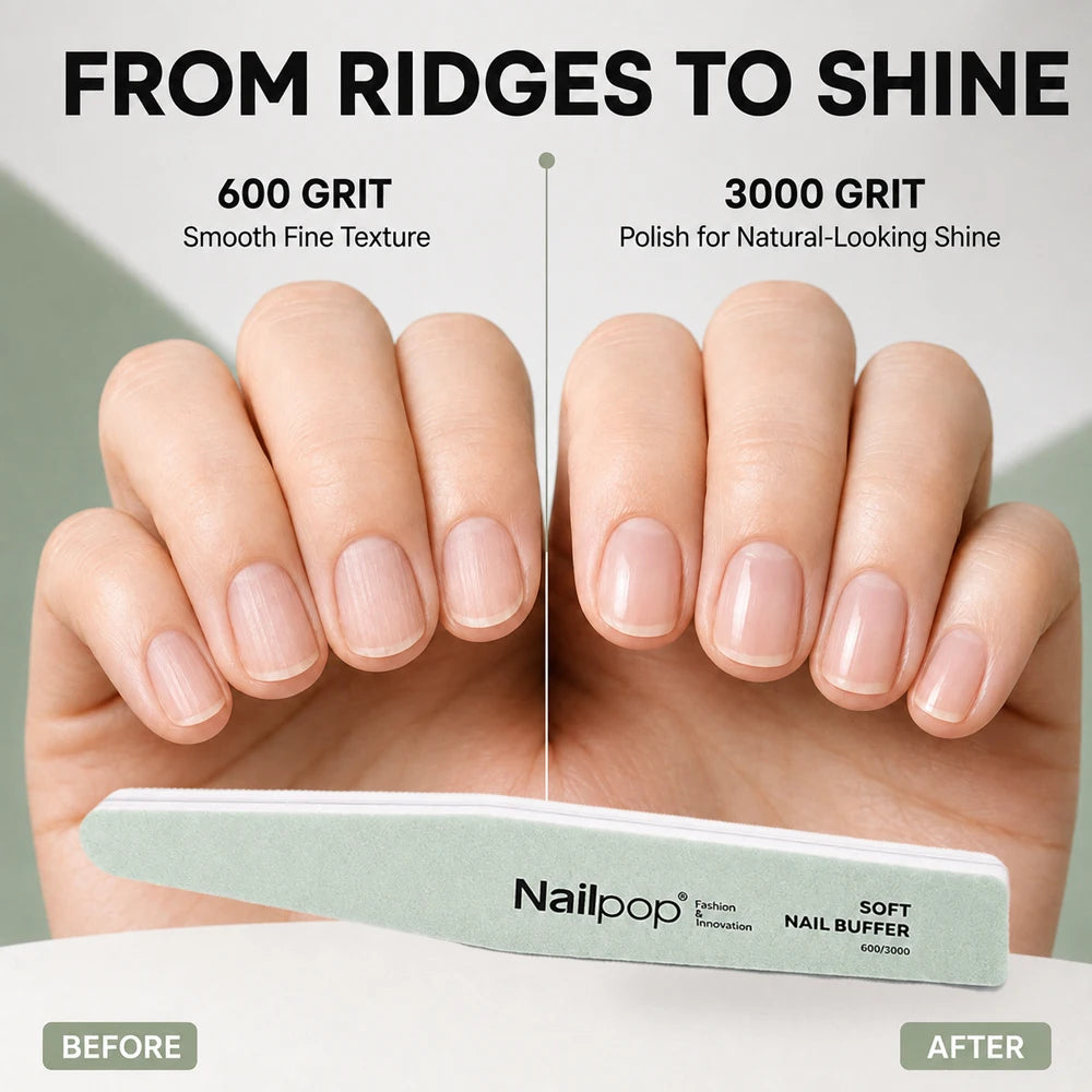 Soft Eva Dual Sided Nail Buffer Block 600/3000 Grit Washable Reusable Nail File Natural Nail Polishing Tool For Salon Manicure