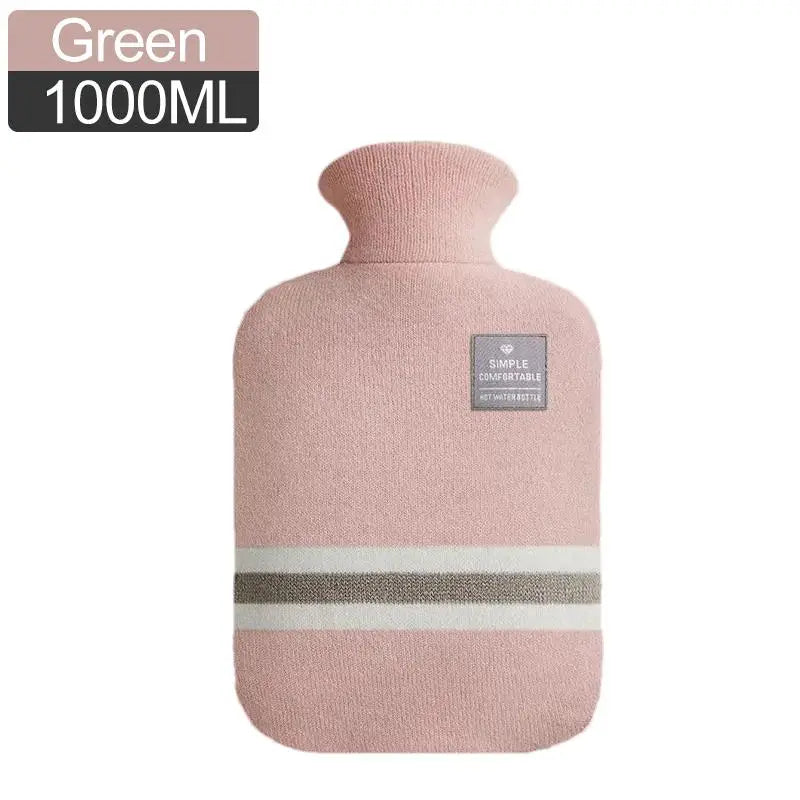 1L Or 2L Hot Water Bottle With Knitted Cover Large Capacity Hot Water Bag For Female Warm Belly Hands Inject Water Hot Water Ba
