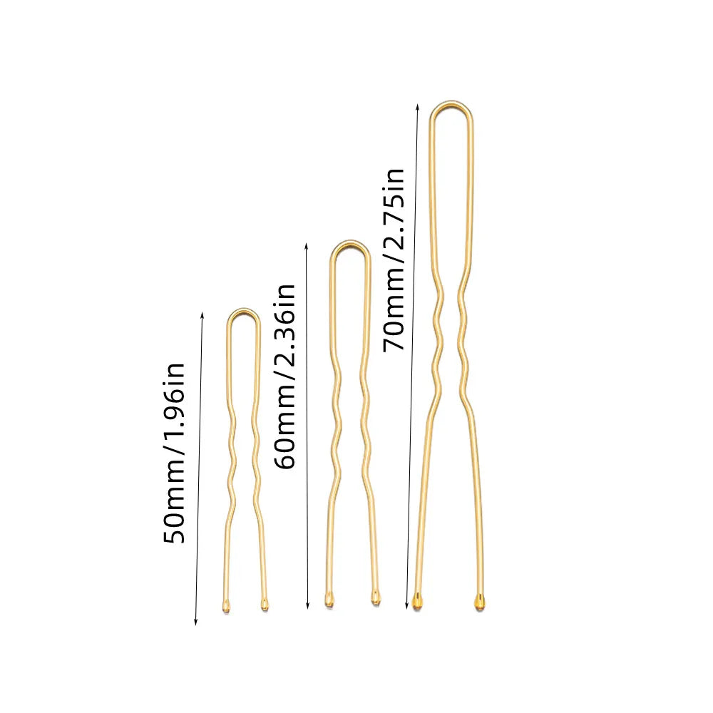 50Pcs 50/60/70mm Metal Waved  U Shaped Hair Pins Hairclip Women Girls Wedding Hairstyle Styling Tools Accessories