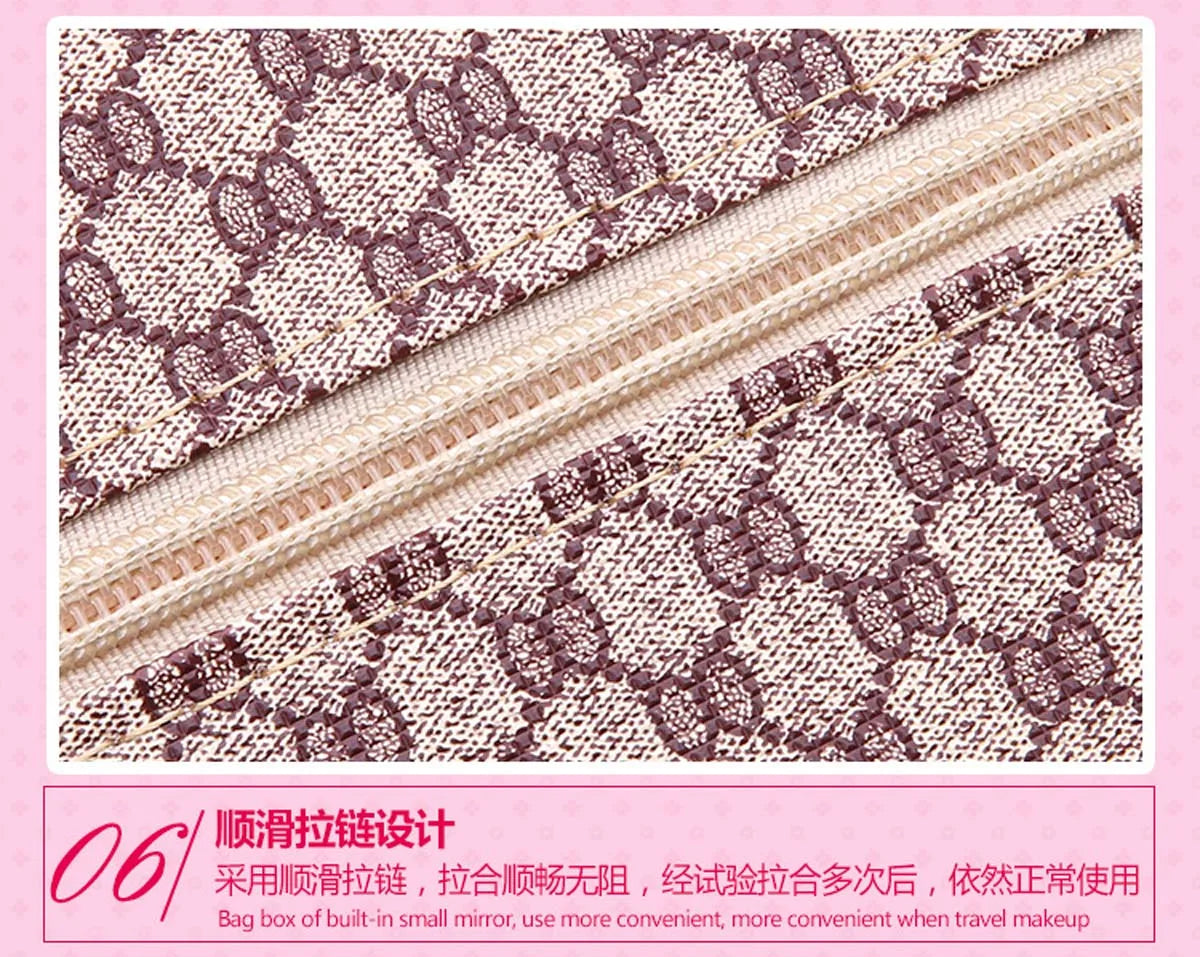 Large capacity new makeup bag Travel portable makeup case Portable high-end PU leather cosmetics storage bag cute bear pattern